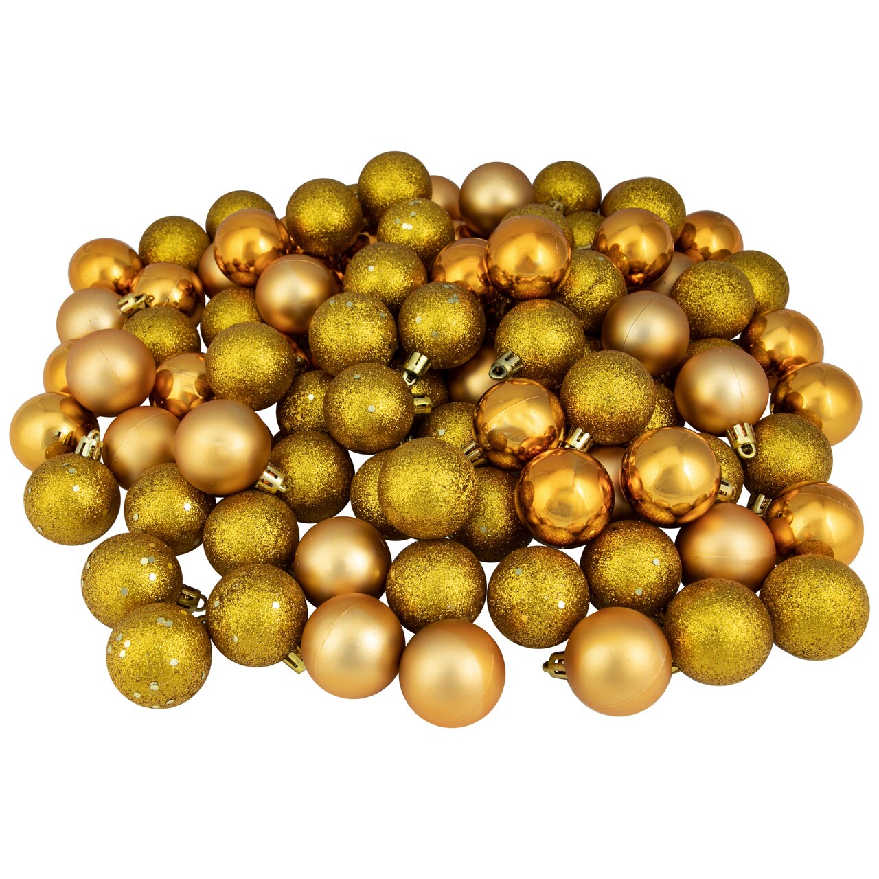 Northlight 96ct Antique Gold Shatterproof 4-Finish Christmas Ball Ornaments 1.5" (40mm)